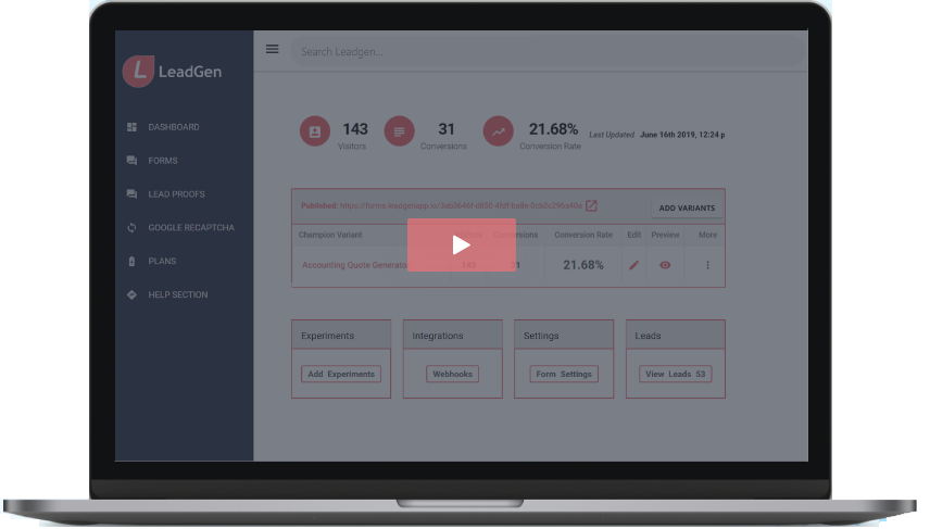 Demo of social proof app LeadProof Laptop screen with demo of social proof app LeadProof