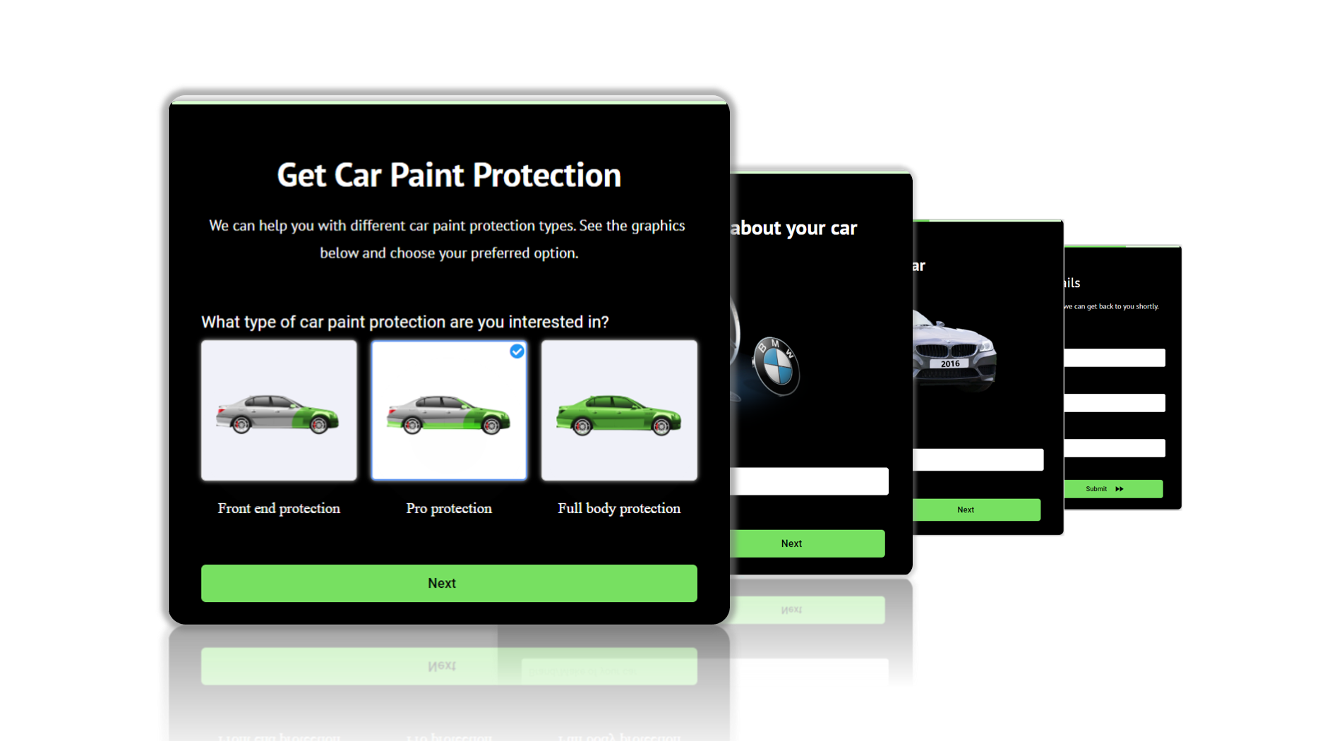 LeadGen multi-step form for car industry