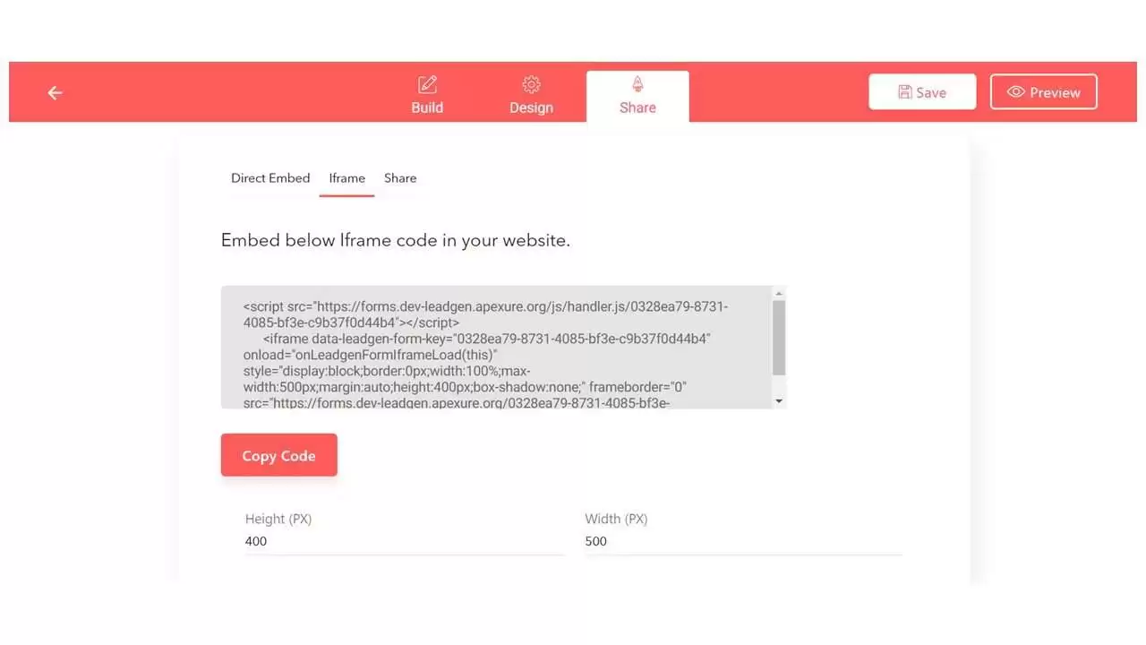 LeadGen Embed codes Embed codes for LeadGen forms: Direct embed and Iframe