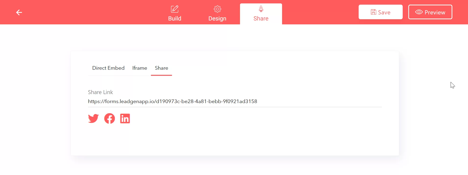 Link share in LeadGen App Share LeadGen form link