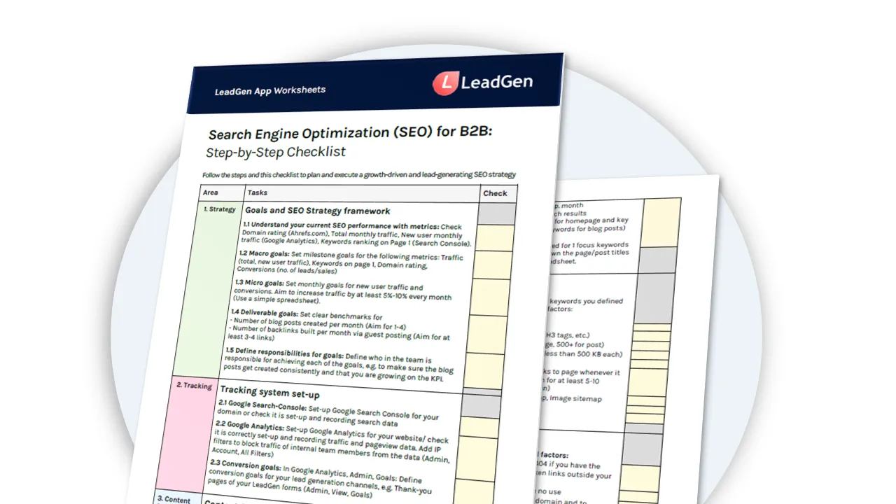 B2B SEO checklist B2B SEO checklist
