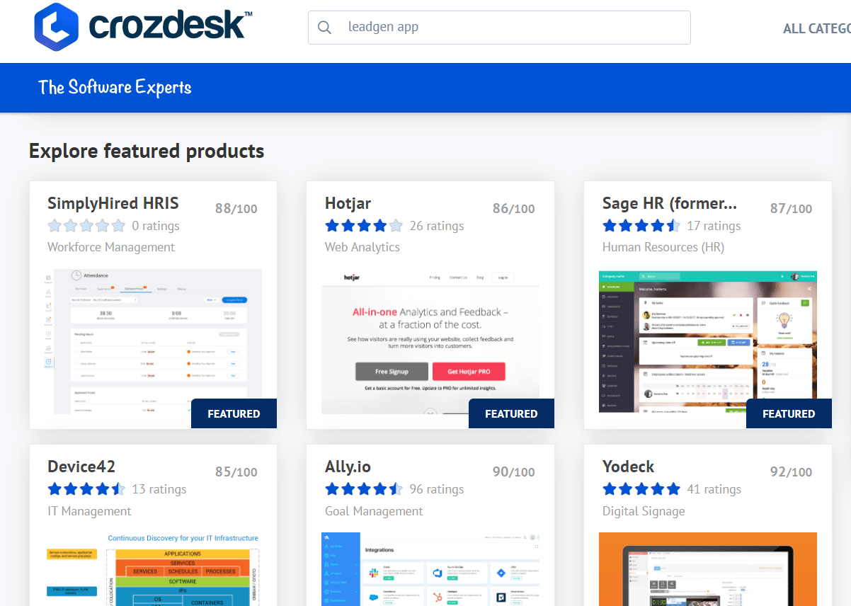 Crozdesk software discovery platform for software lead generation
