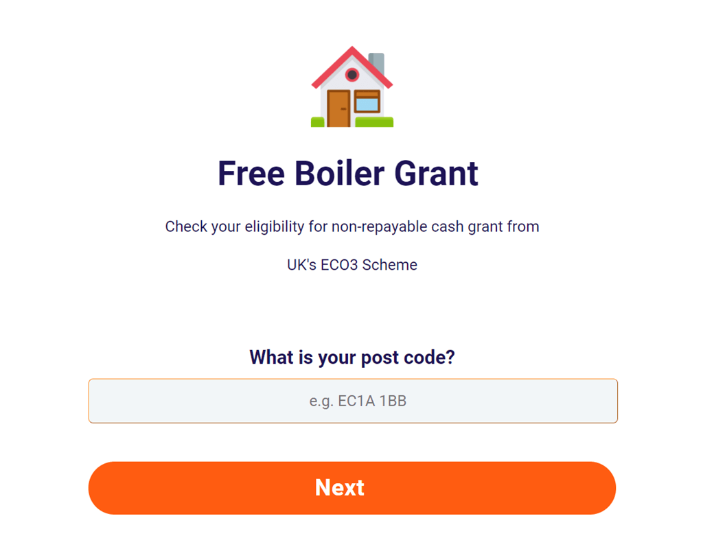 Boiler grant application form using logic to filter out leads