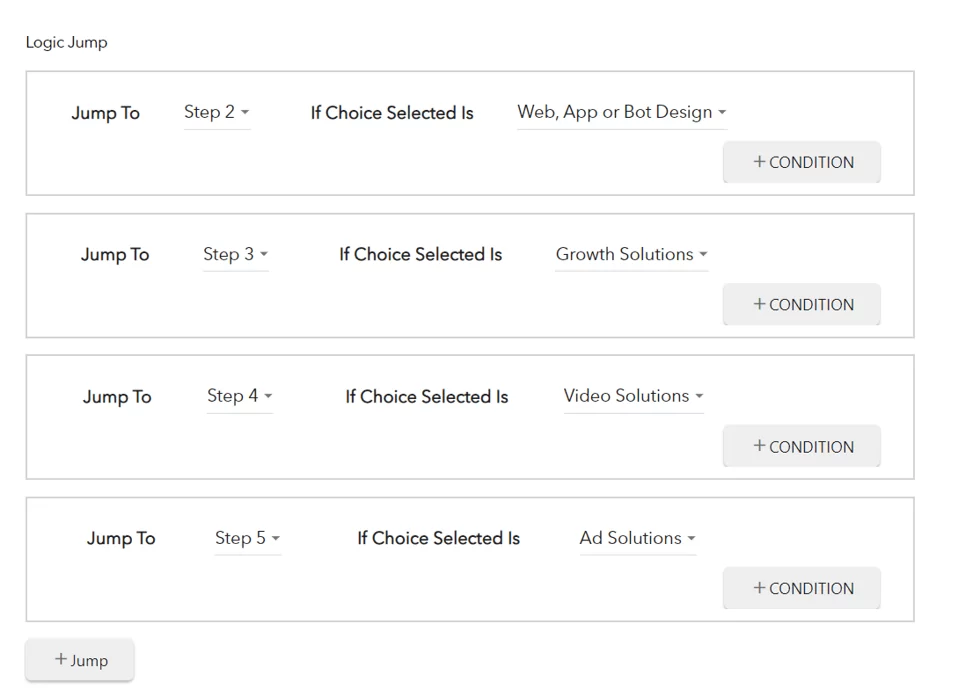 Conditional logic set-up in LeadGen forms Conditional flows in LeadGen builder