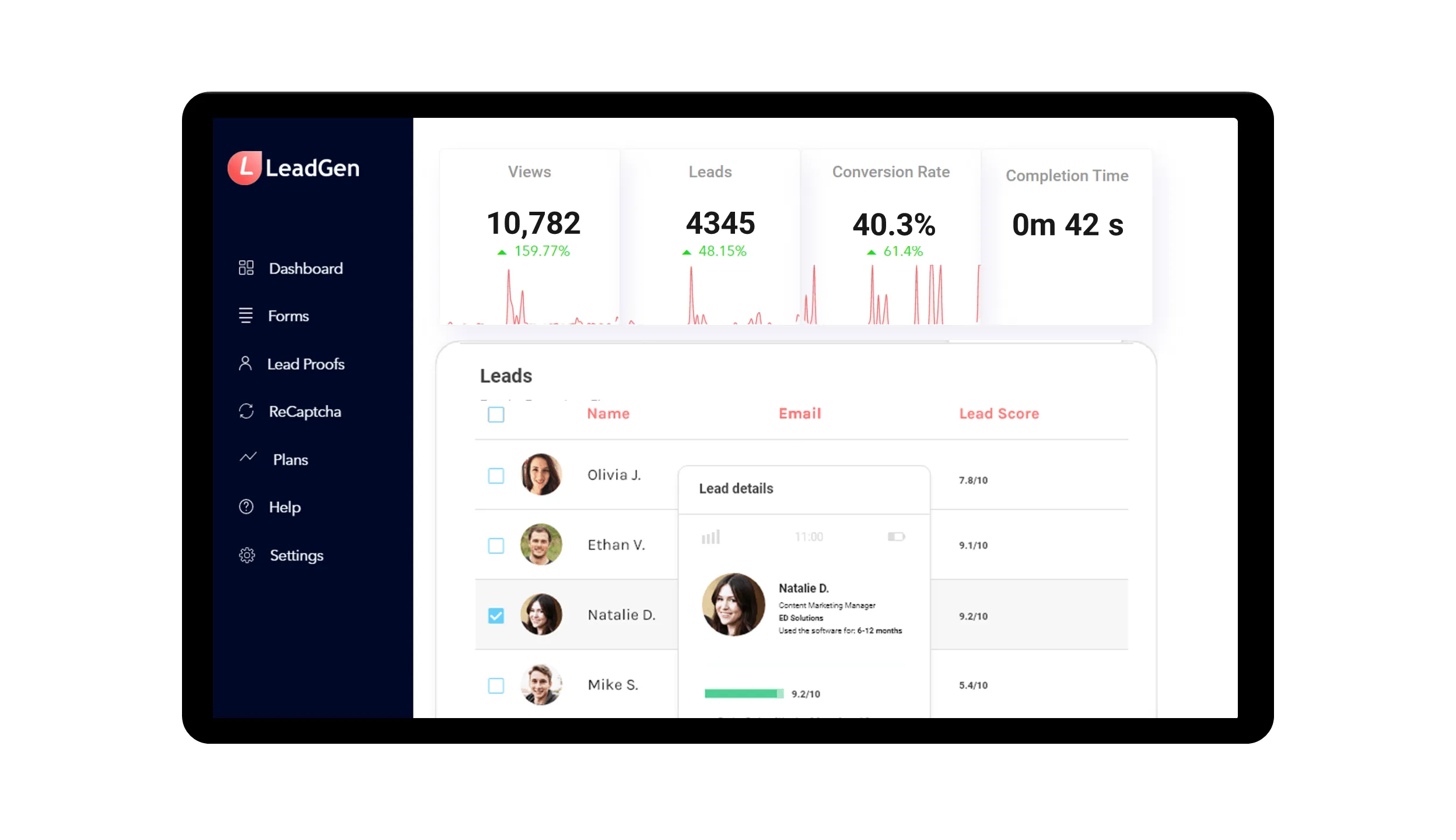 Dashboard and leads