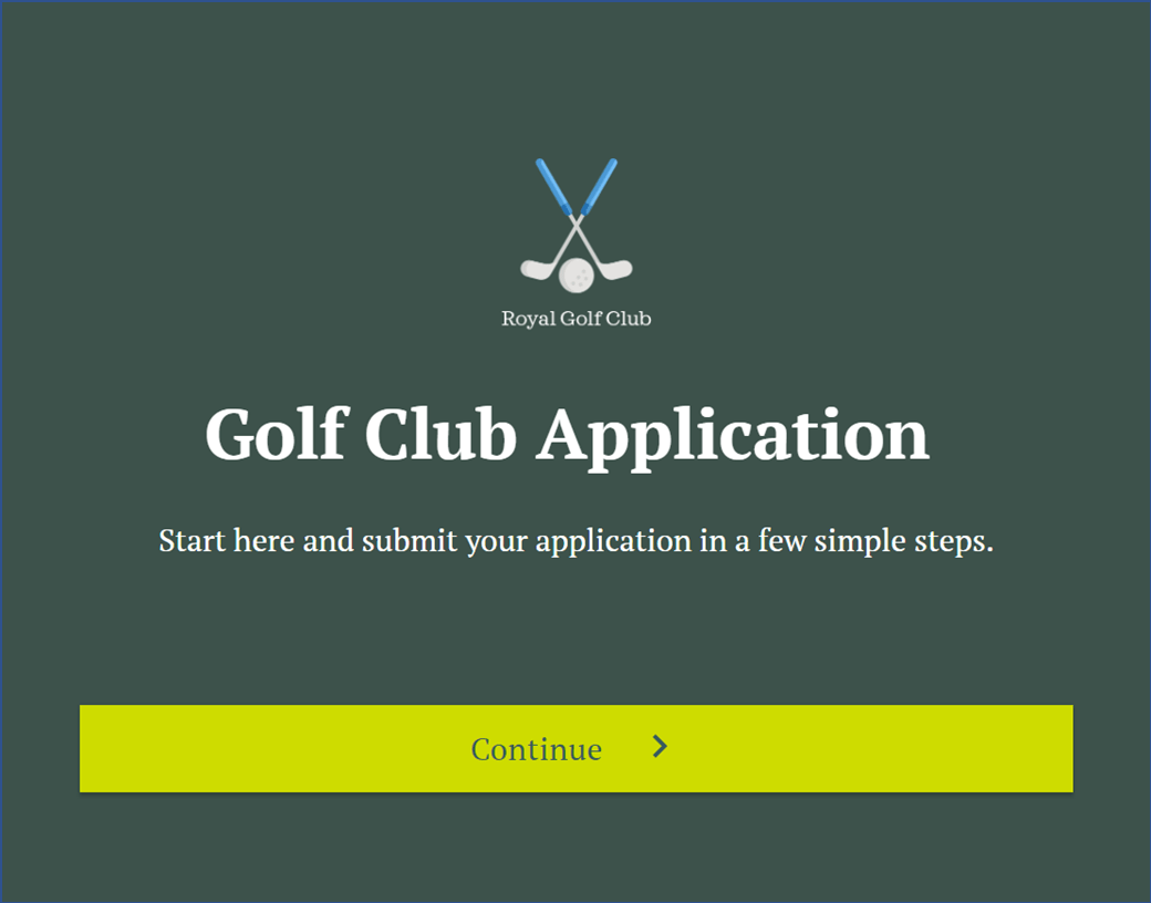Golf Club Membership Application Form with conditional logic about handicap