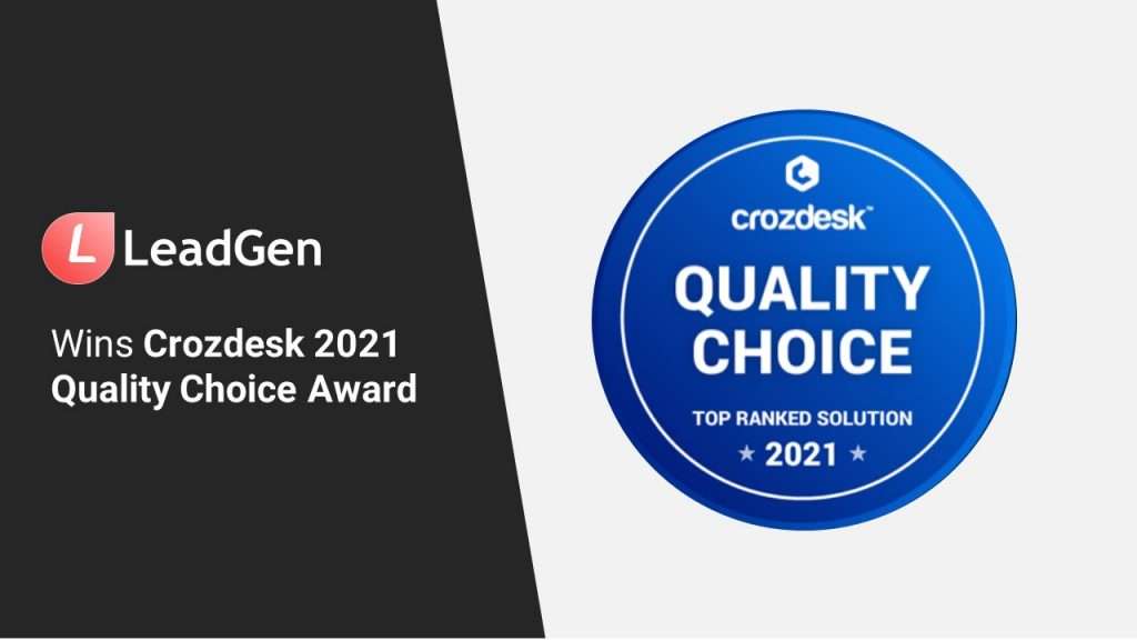 Die LeadGen-App gewinnt den Crozdesk 2021 Quality Choice Award