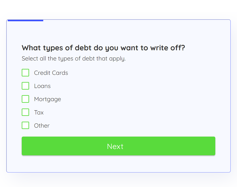 Debt write off form