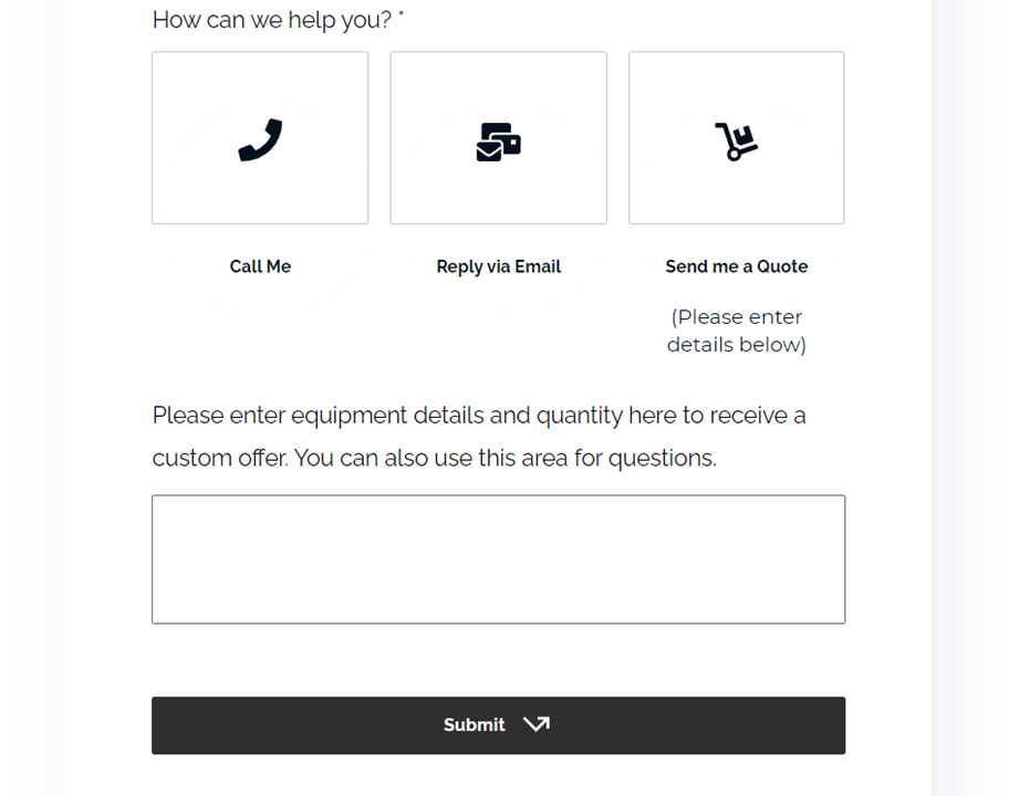 E-commerce contact form