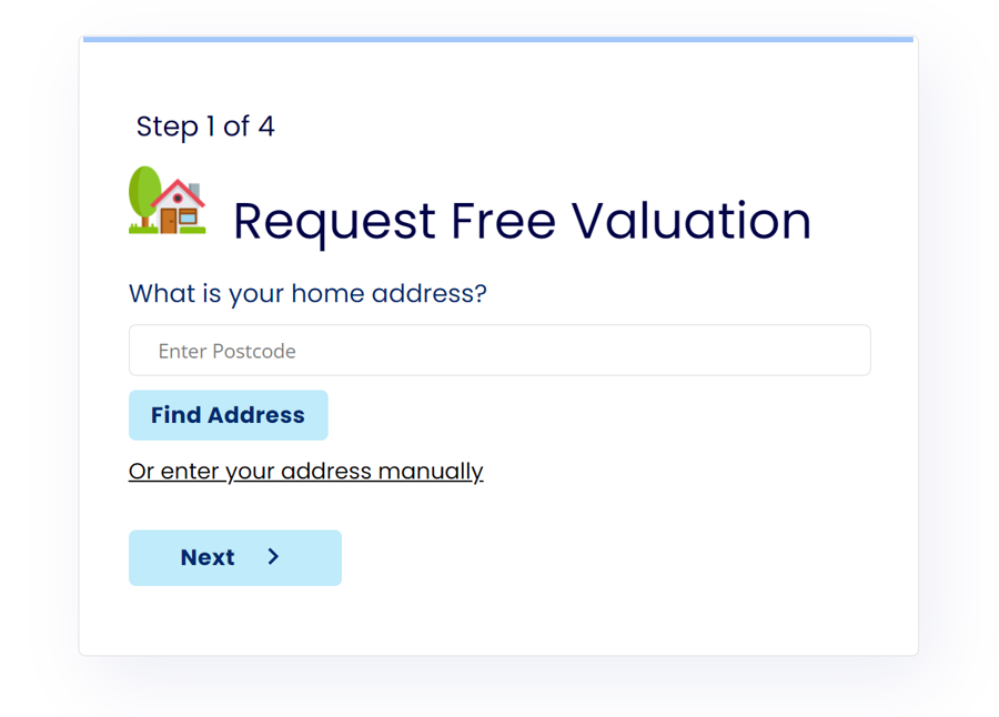 Request valuation address form using Google autocomplete