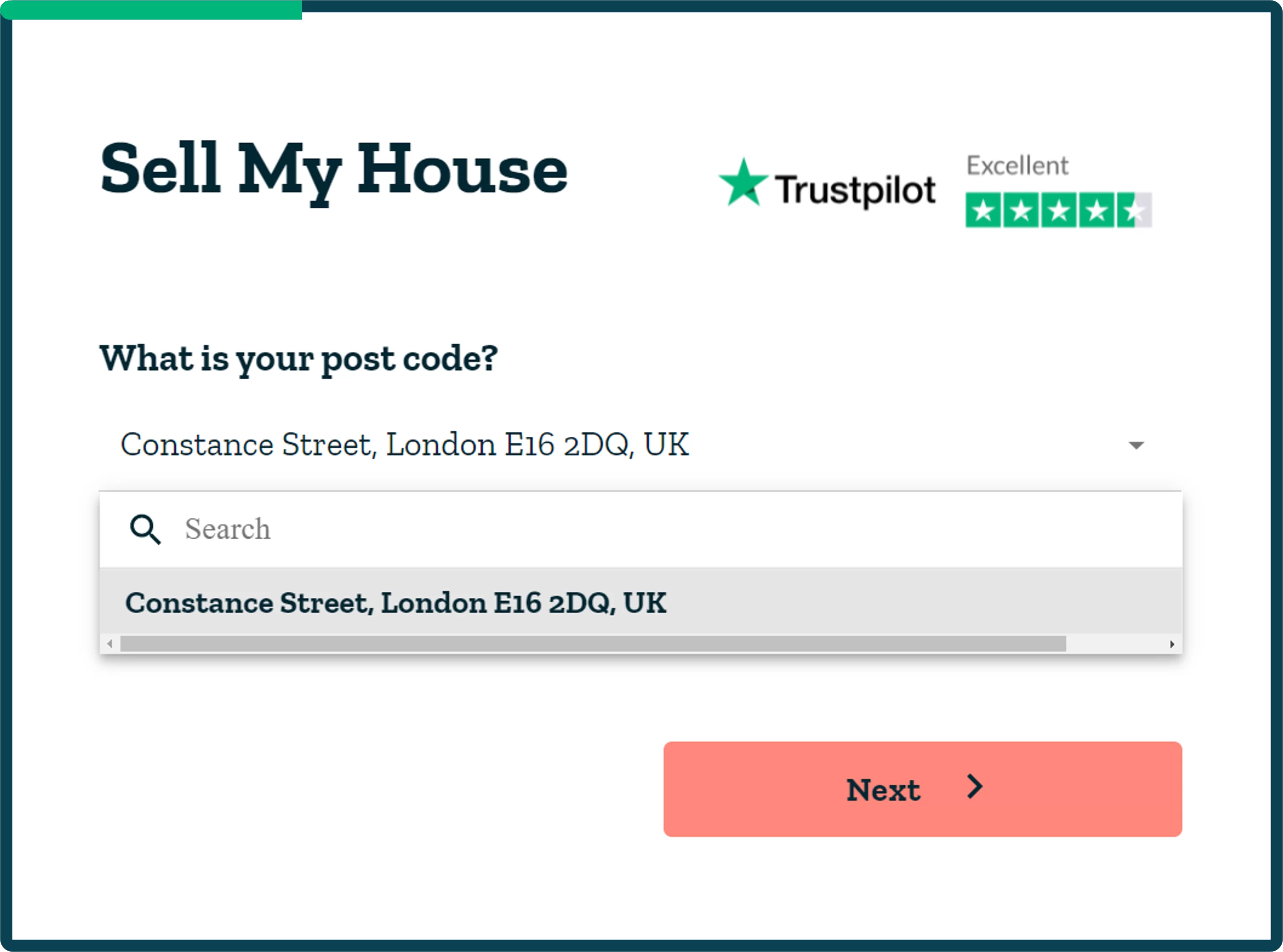 Sell my house post code form