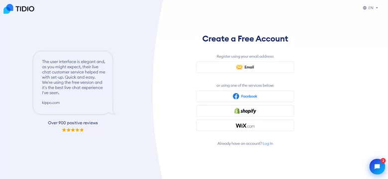Tidio landing page