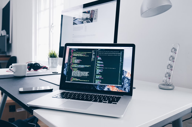 Laptop on desk