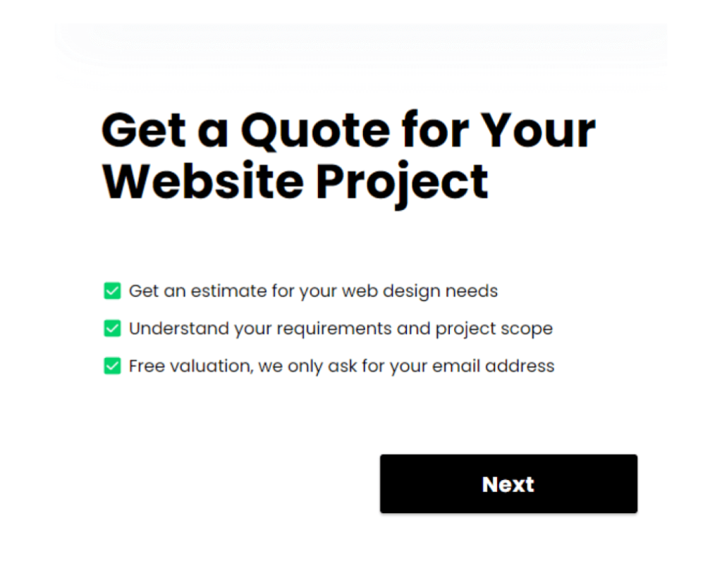 Web design project cost calculator