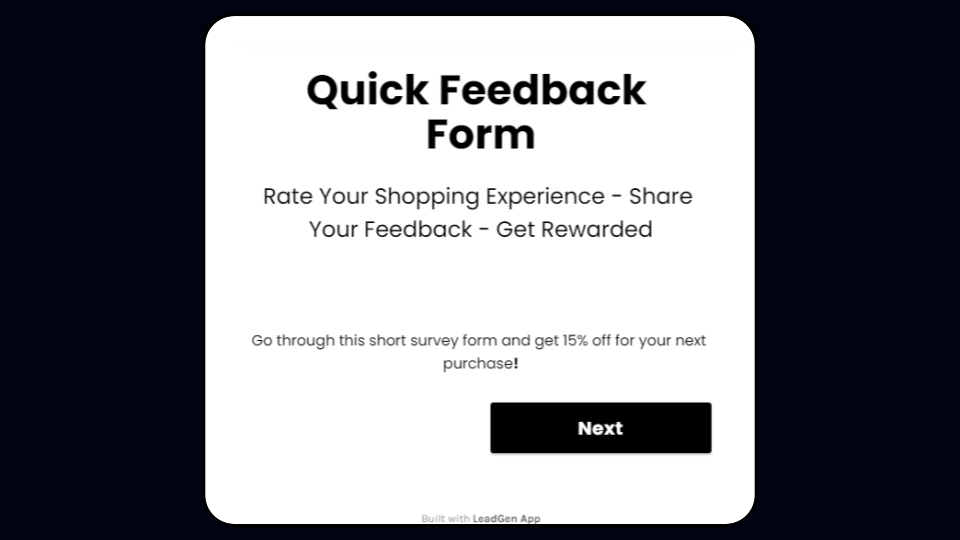 Quick feedback form