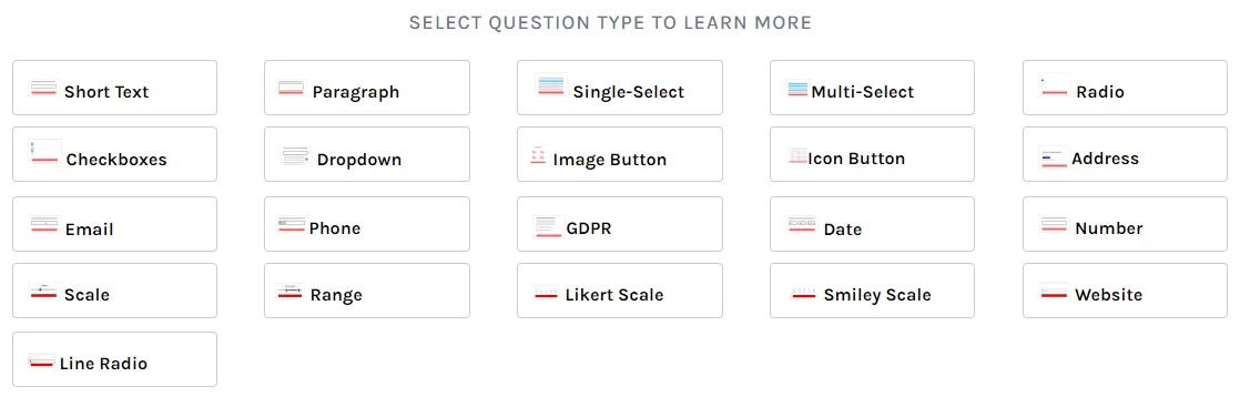 Different types of question types
