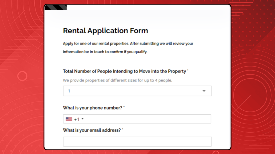 Rental application form