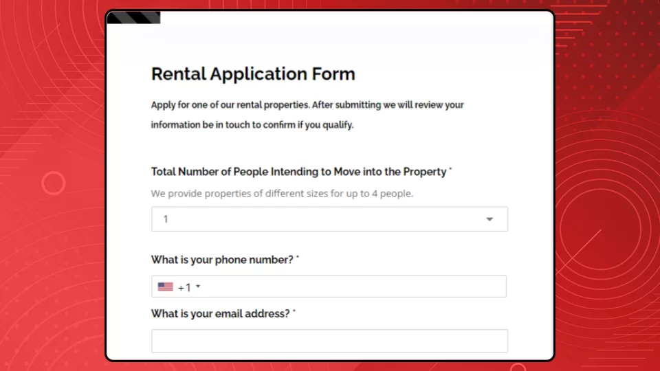 Rental application form