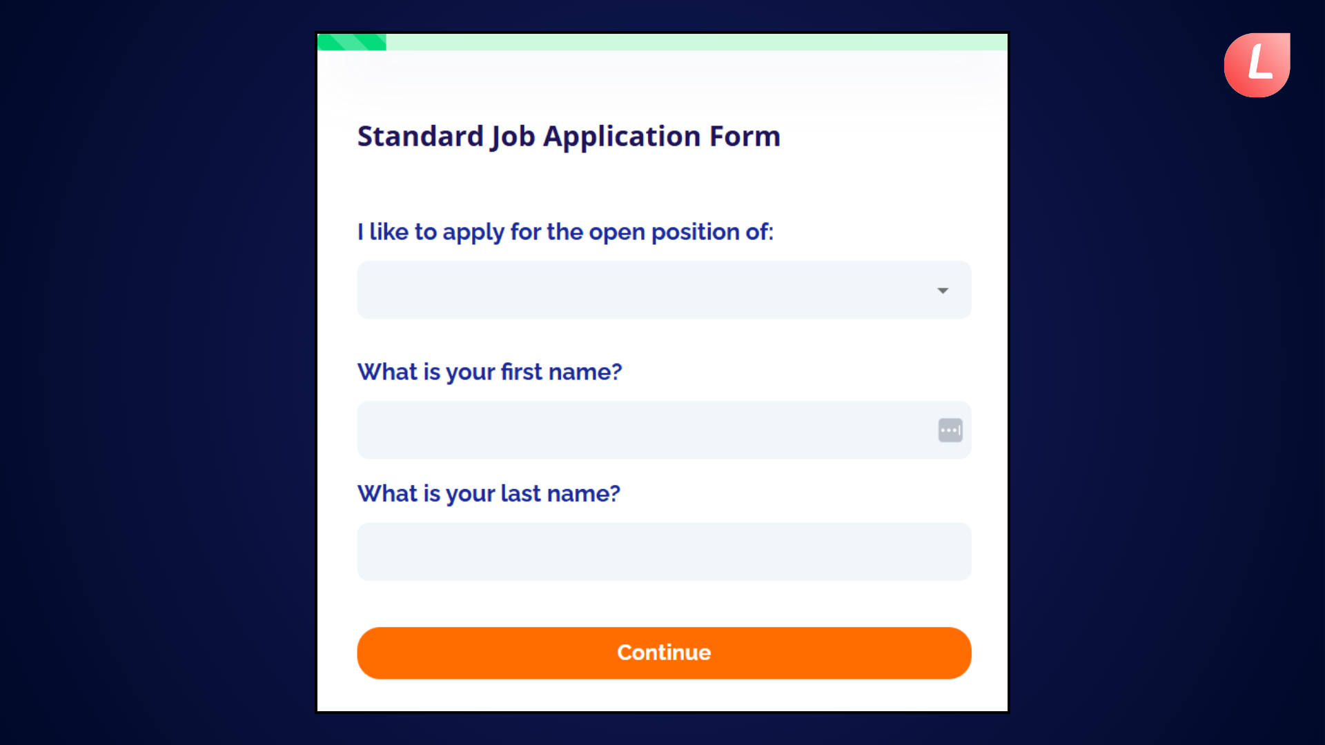 Simple job application form template