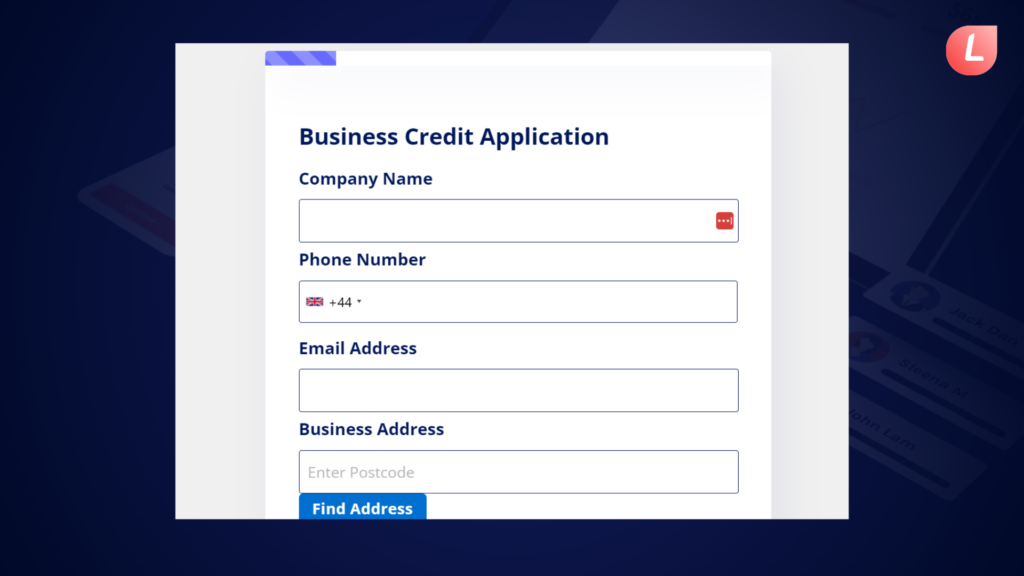 business credit application form template