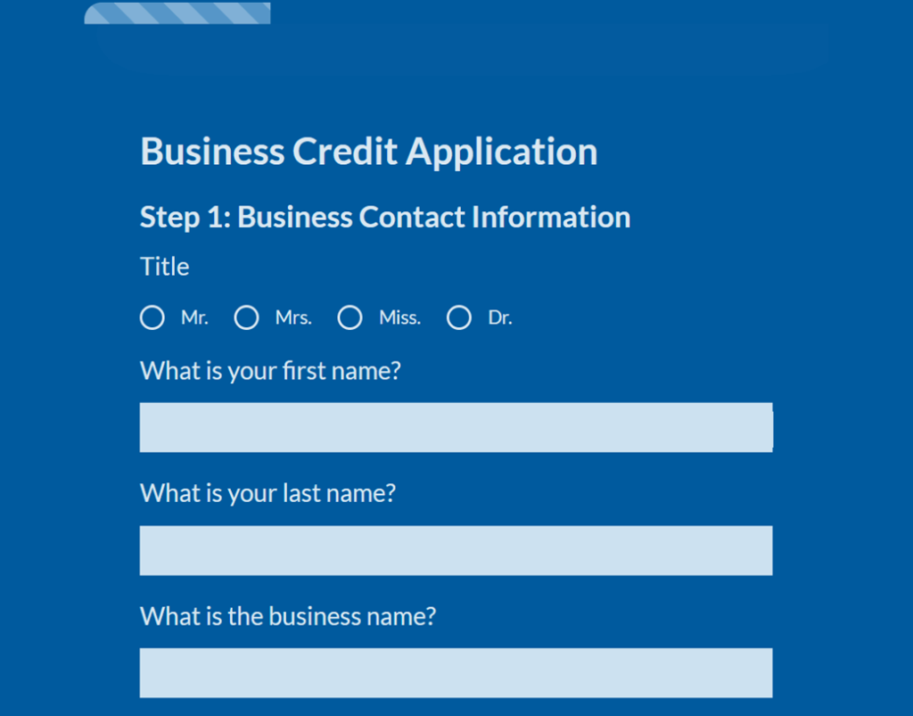 Business Credit Application Form