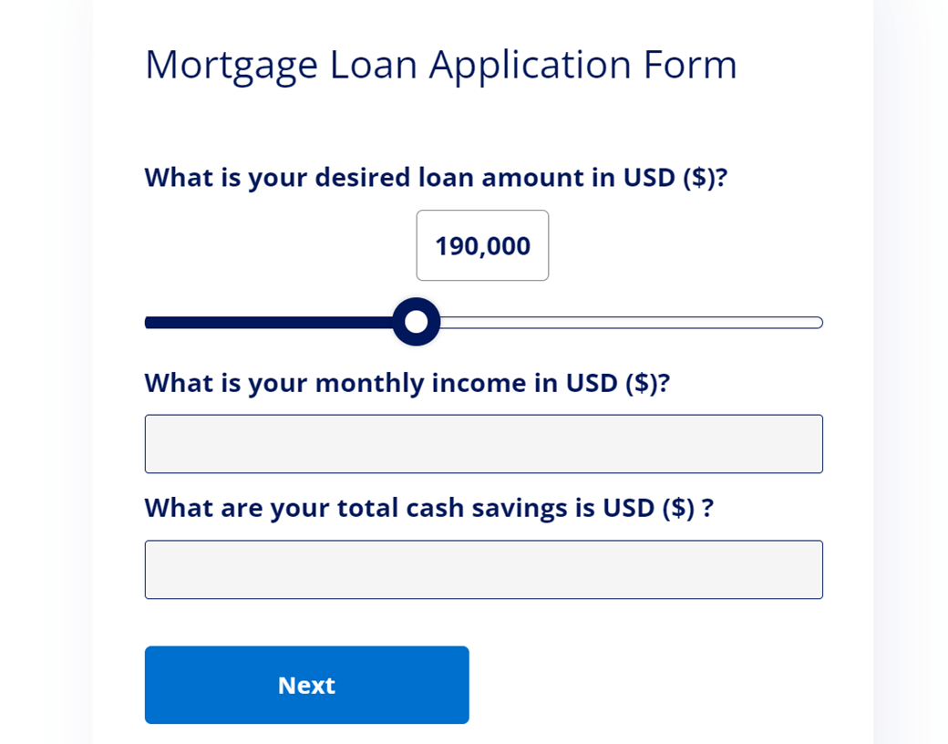 mortgage loan application form