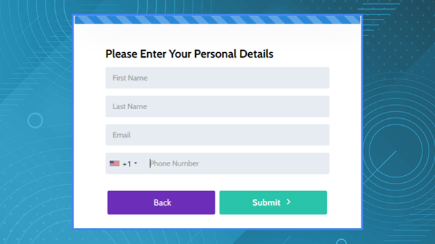 formulário de dados pessoais