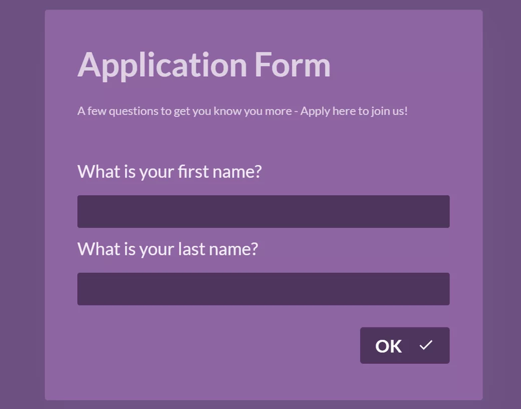Template for application forms Template for application forms