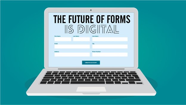 The future for forms is digital: Online form presented on laptop