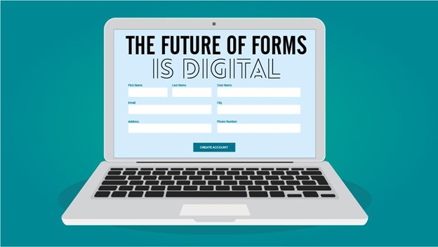 El futuro de los formularios es digital: formulario en línea presentado en una computadora portátil