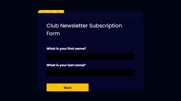 Club newsletter subscription form 
