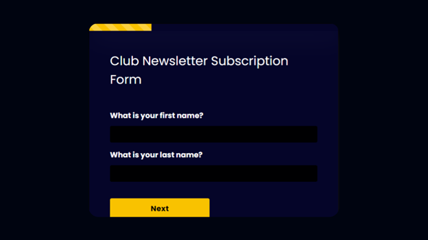 Formulaire d'inscription à la newsletter du club