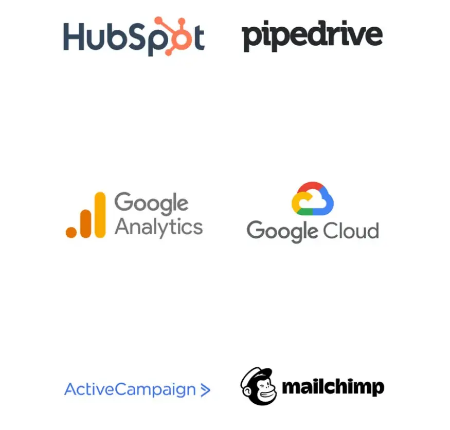 Logos des intégrations auxquelles l'application LeadGen se connecte