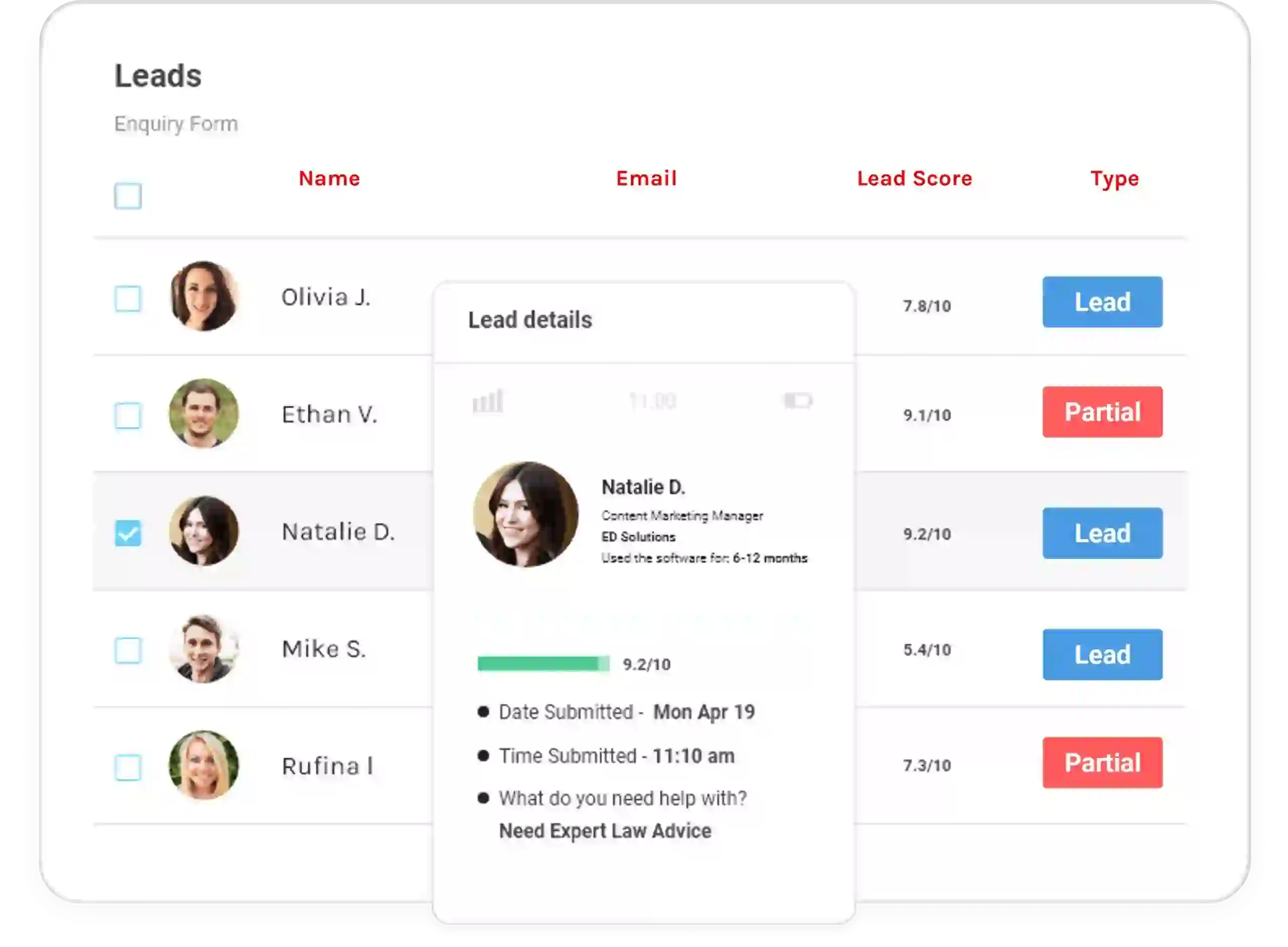 Construtor de formulários de geração de leads com leads parciais