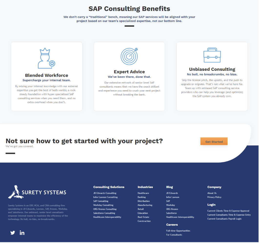 CTA button example from Surety Systems