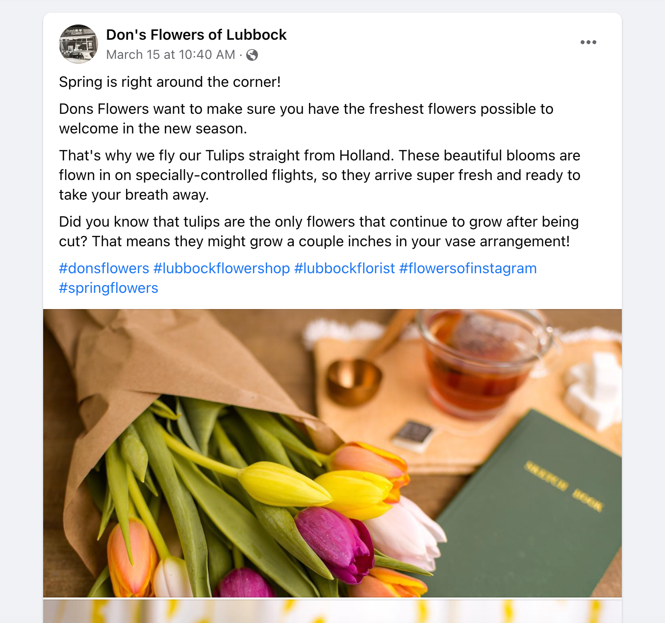 A social post about flowers