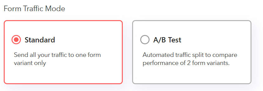 Click on a/b test option to clone your form