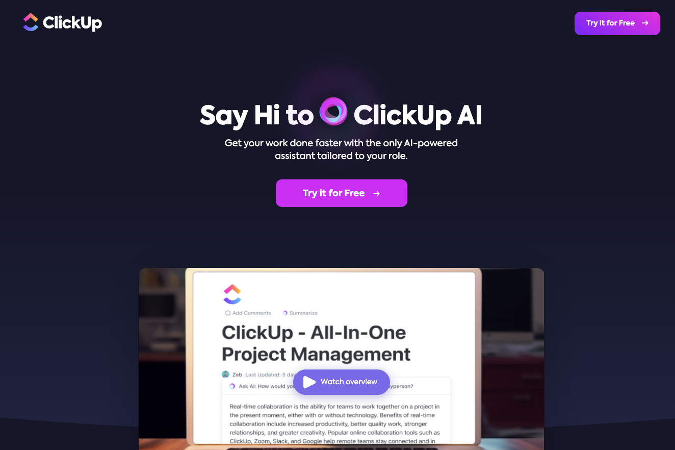 Screenshot of ClickUp AI