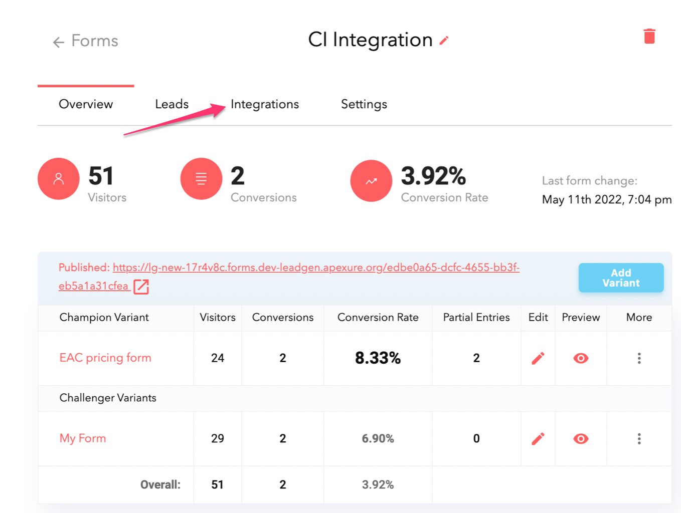 Integración del formulario confiable de la aplicación LeadGen