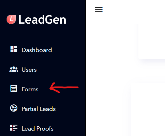 Click on Forms on the dashboard