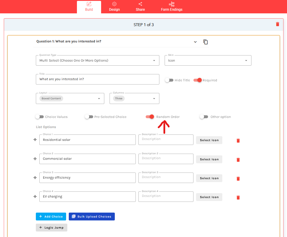 Random form order toggle