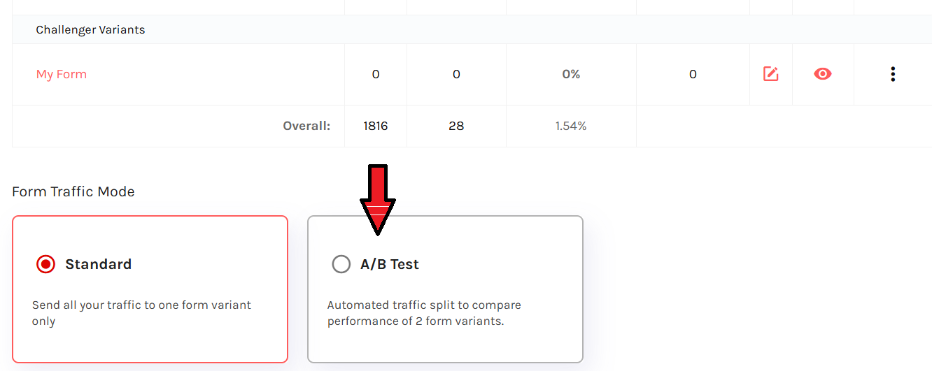 Click on A/B test