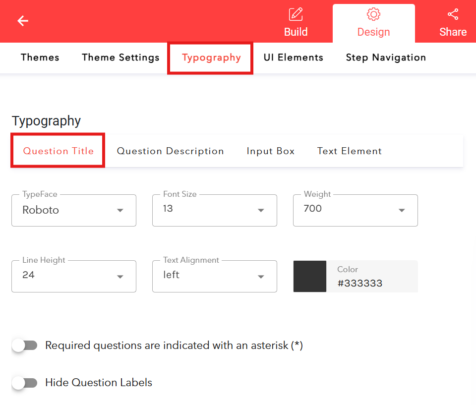 Use typography to change the font section