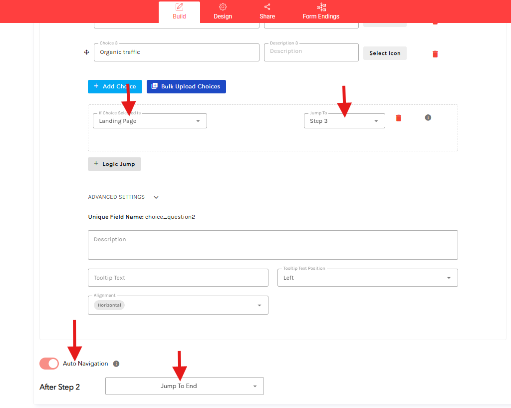 Setting conditional logic flow