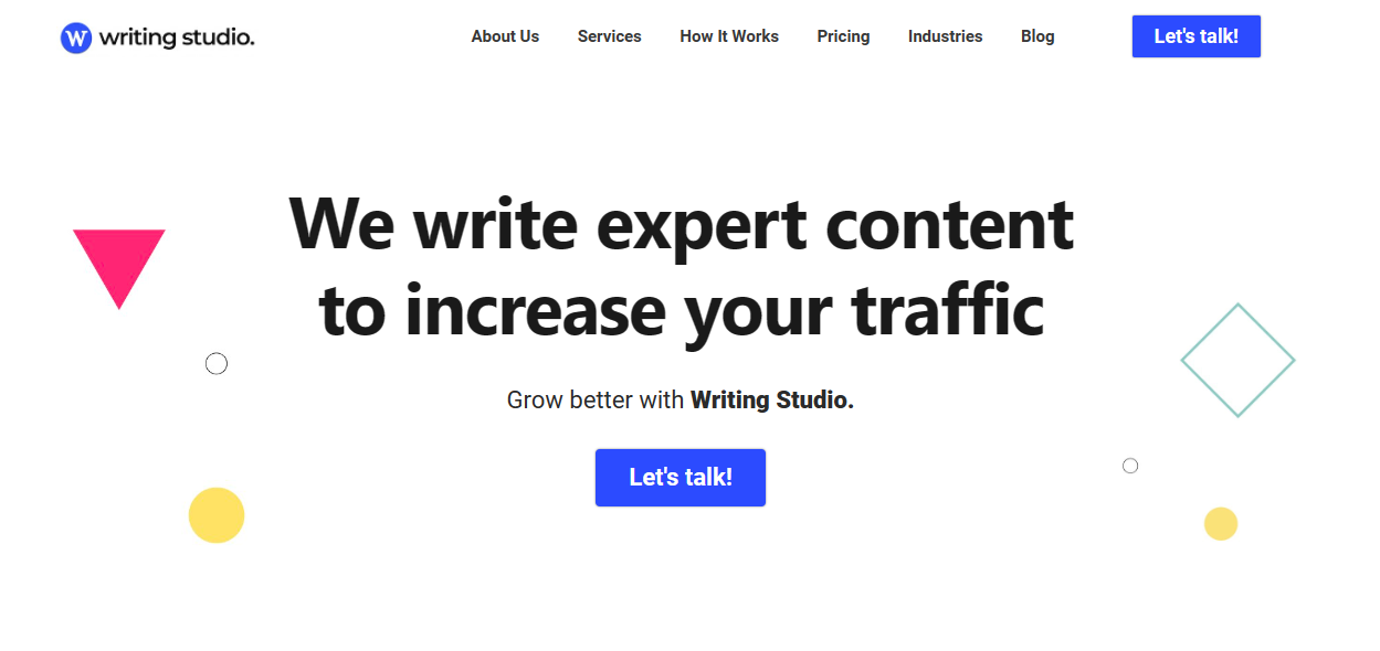 Writing Studio, marketing services to industries, including SaaS