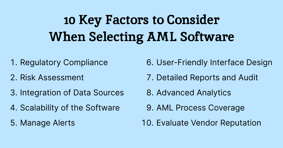 Key factors to consider when selecting AML software