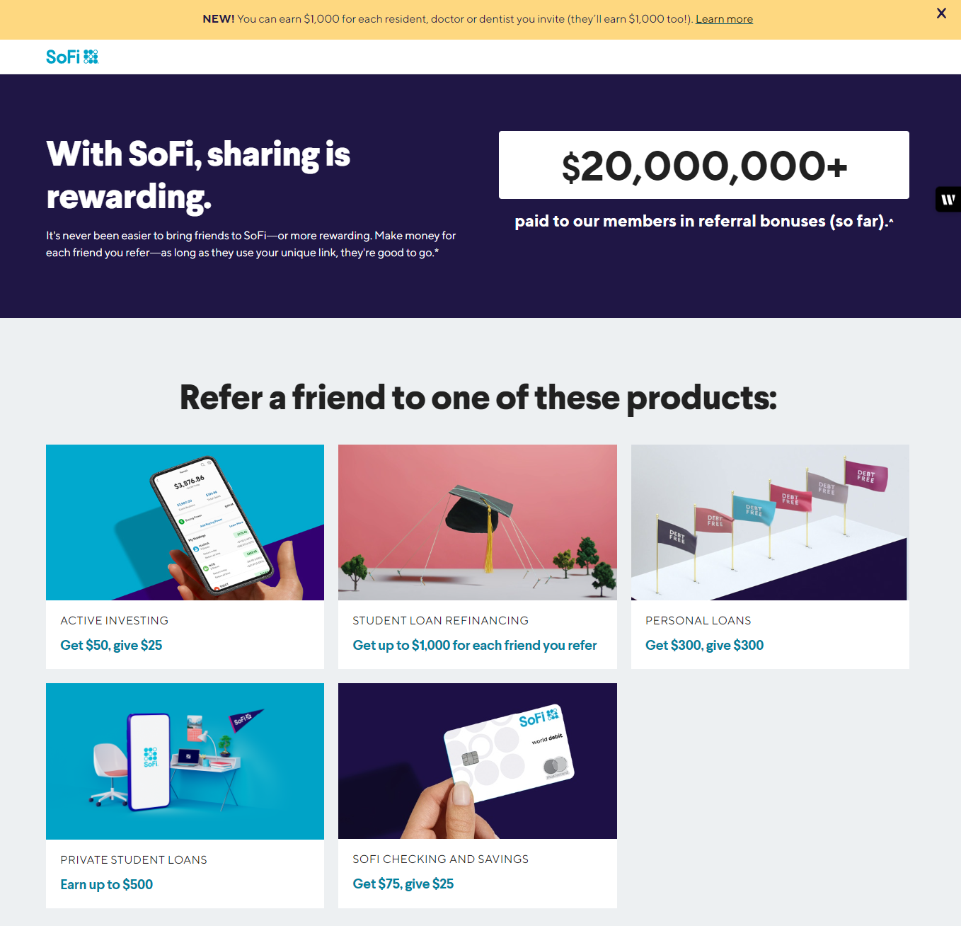 Referral program by SoFi.