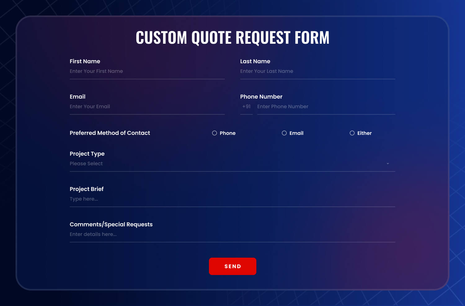 Custom Quote Request Form