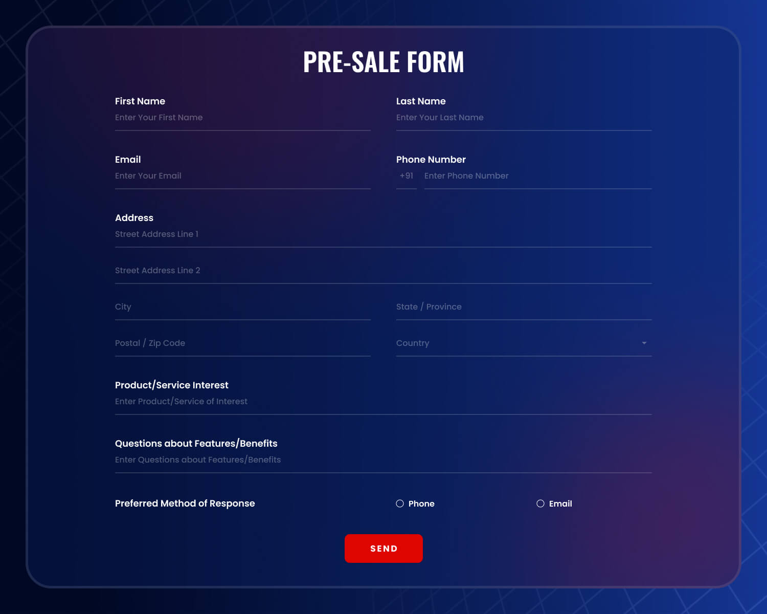 Pre-Sale Form