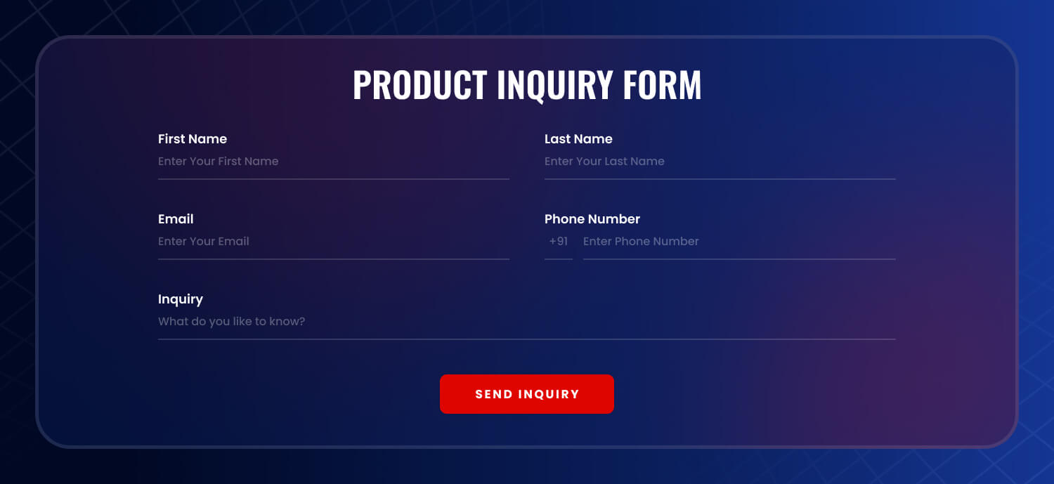 Product Inquiry form